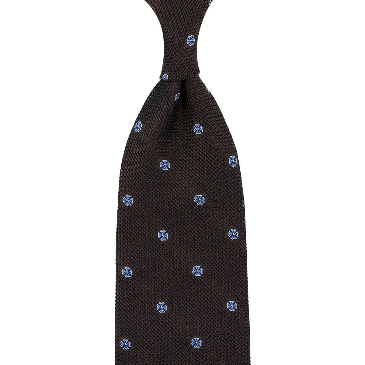 Floral Fina Grenadine Silk Tie - Chocolate - Hand-Rolled