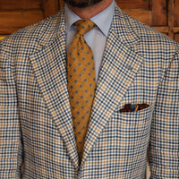 Floral Shantung Silk Tie - Honey - Hand-Rolled