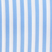 Poplin Semi Spread Shirt - White / Blue - Butcher Stripe