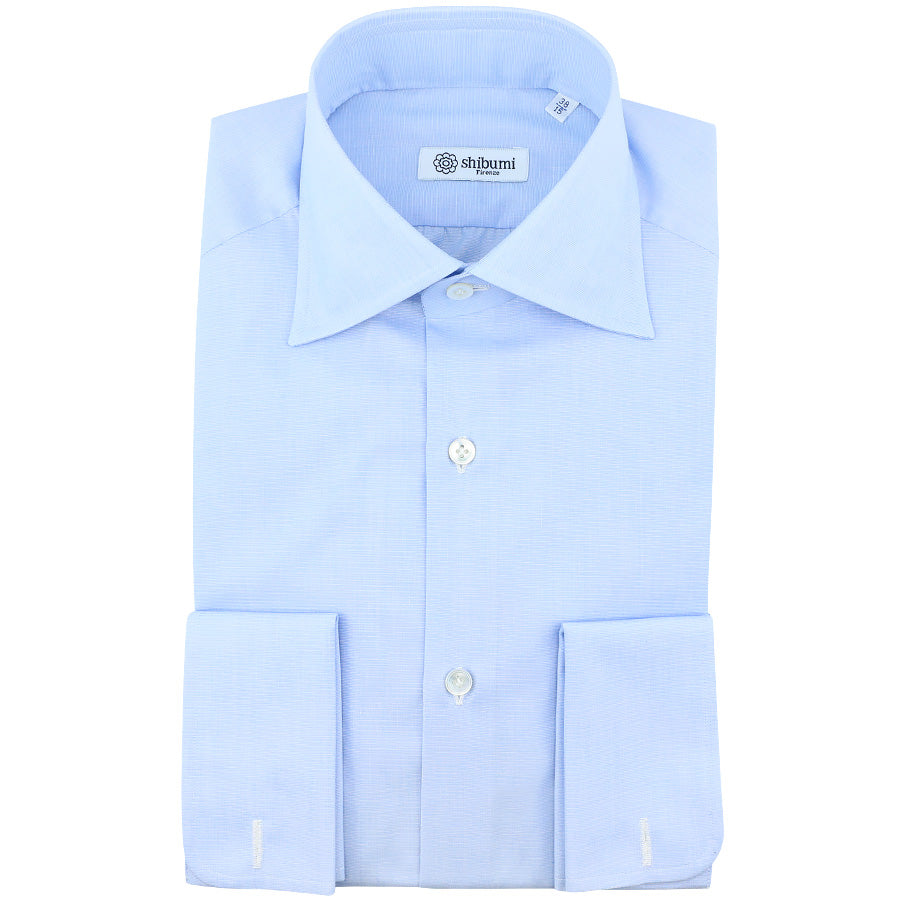 Poplin Semi Spread Shirt - Sky Blue - French Cuffs