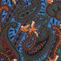 Paisley Motif Wool / Silk Pocket Square - Madder Blue