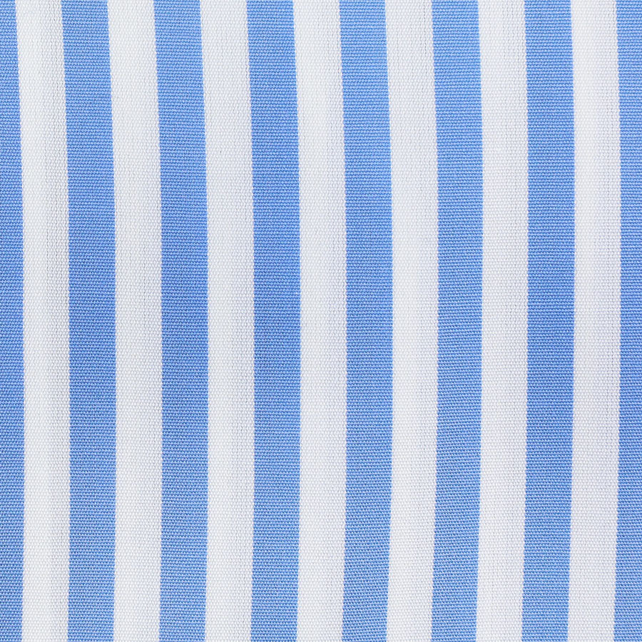 Poplin Semi Spread Shirt - White / Blue - Bengal Stripe