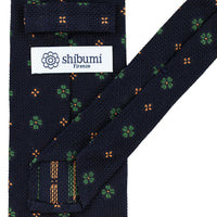 Floral Fina Grenadine Silk Tie - Midnight - Hand-Rolled