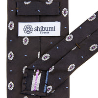 Floral Jacquard Silk Tie - Chocolate - Hand-Rolled