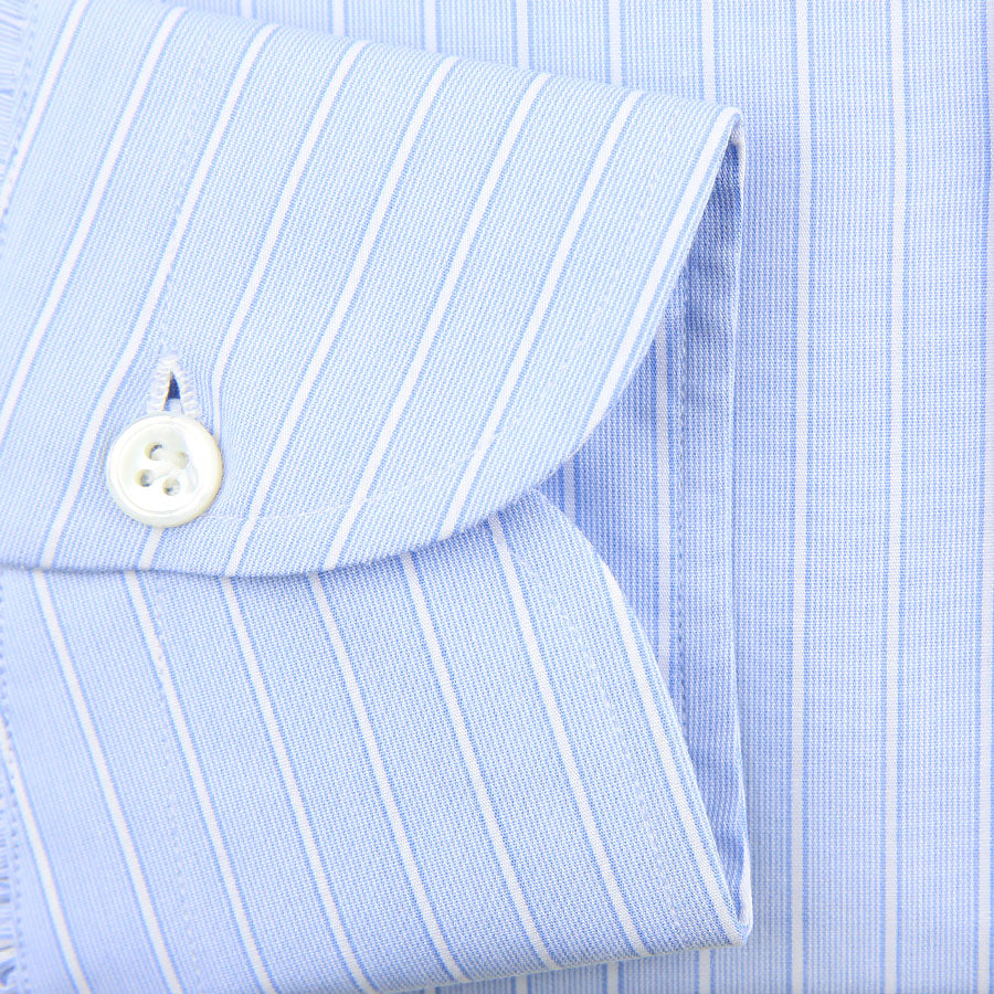 Poplin Semi Spread Shirt - Light Blue - Ticking Stripe