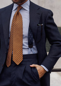 Elastic Barathea Braces - Navy Geometrical