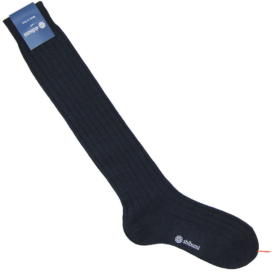 Knee Socks - Ribbed - Navy - Pure Linen