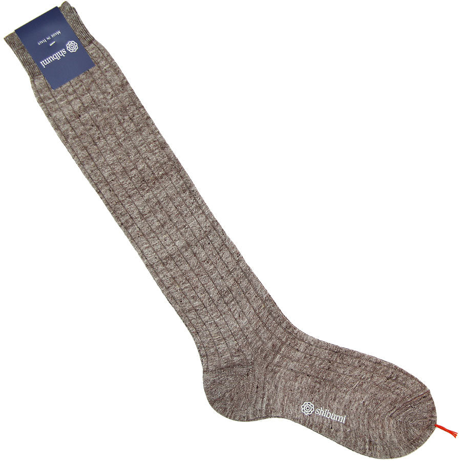 Knee Socks - Ribbed - Beige - Pure Linen