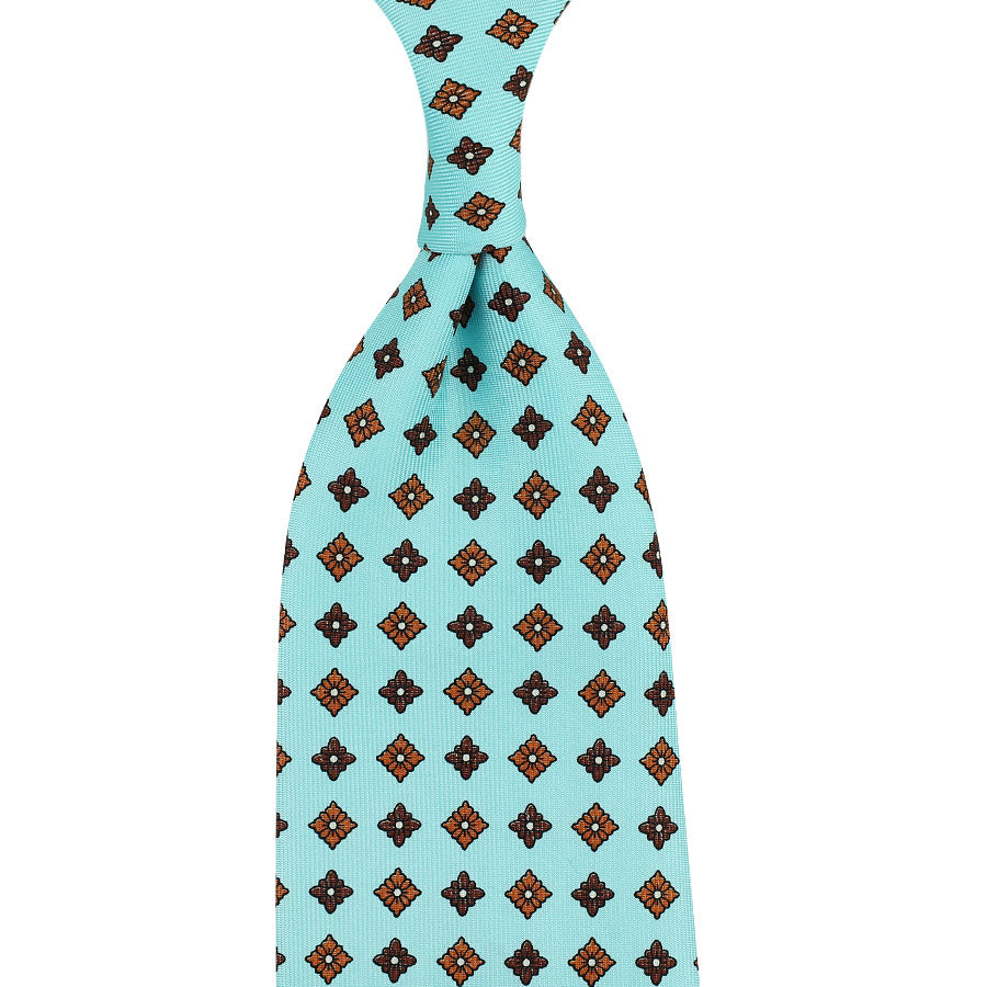 Floral Printed Silk Tie - Tiffany - Hand-Rolled