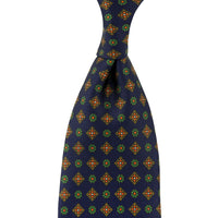 7-Fold 50oz Floral Printed Silk Tie - Navy