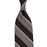 Striped Fina Grenadine Silk Tie - Brown / Beige