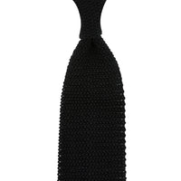 V-Point Knit Tie - Black - Silk