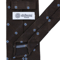 Floral Fina Grenadine Silk Tie - Chocolate - Hand-Rolled
