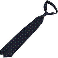 Floral Fina Grenadine Silk Tie - Midnight - Hand-Rolled