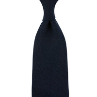 Plain Cashmere Tie - Navy - Hand-Rolled