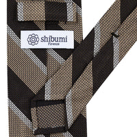 Striped Fina Grenadine Silk Tie - Brown / Beige
