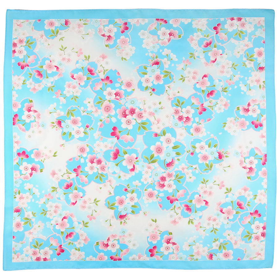 Floral Motif Cotton Handkerchief - Turquoise