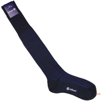 Knee Socks - Shadow Stripes - Navy / Blue - Wool