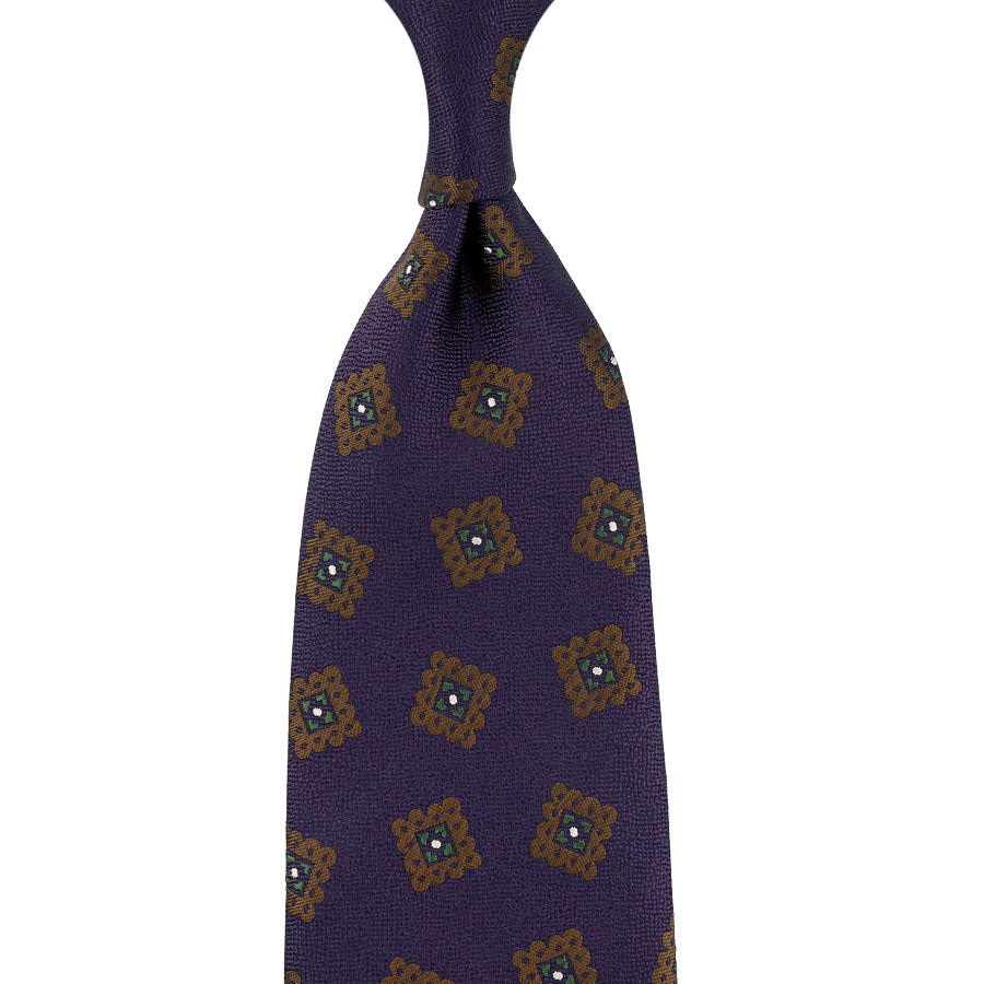 Geometrical Japanese Jacquard Silk Tie - Eggplant