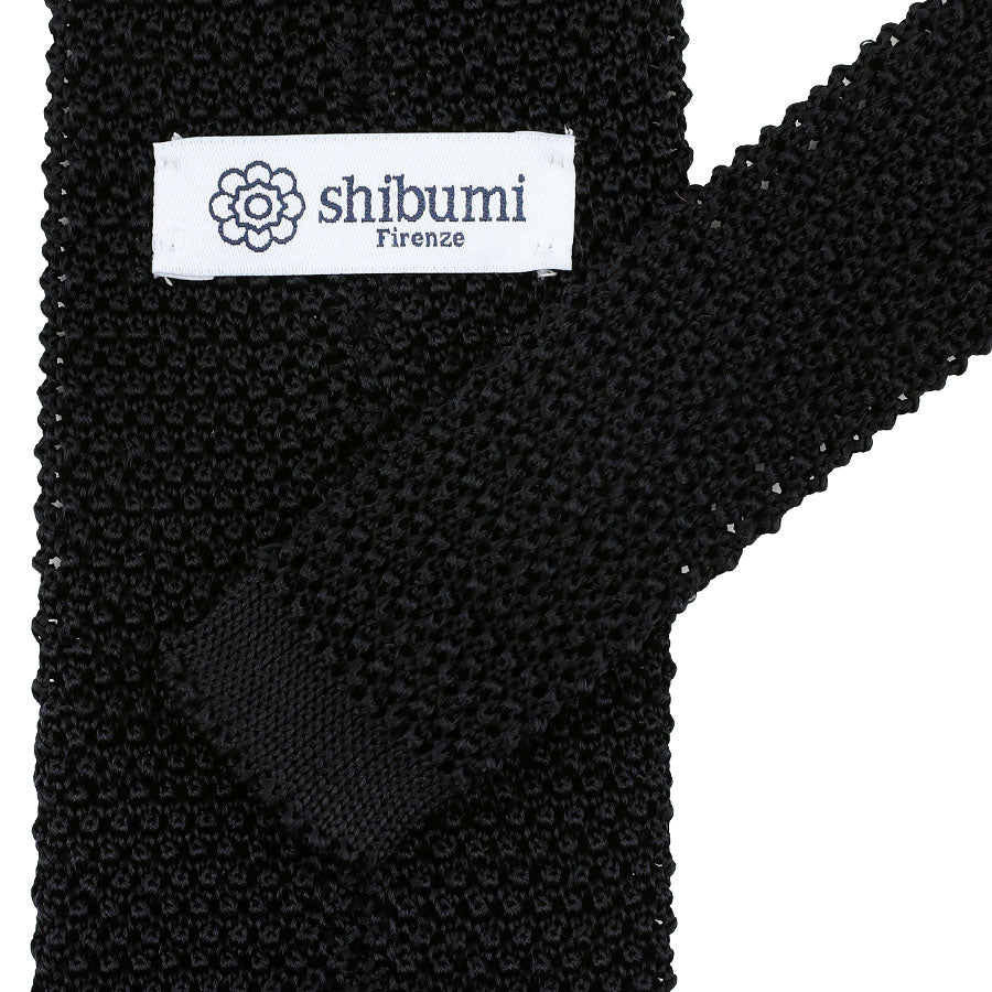 V-Point Knit Tie - Black - Silk