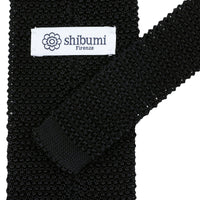 V-Point Knit Tie - Black - Silk