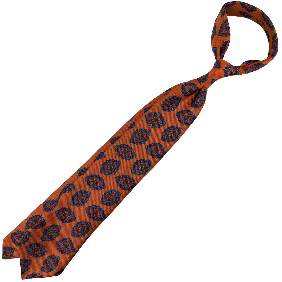 40oz Ancient Madder Silk Tie - Terracotta - Hand-Rolled