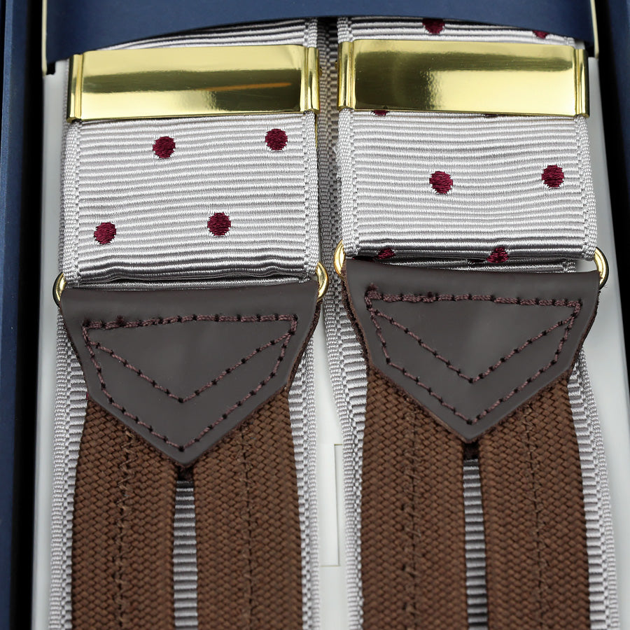 Dotted Barathea Braces - Grey / Burgundy