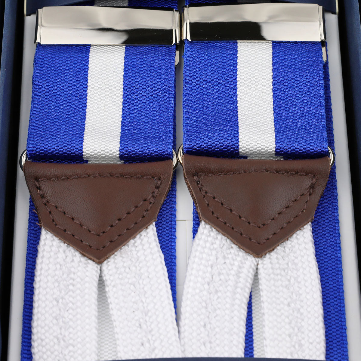 Barathea Braces - Blue / White