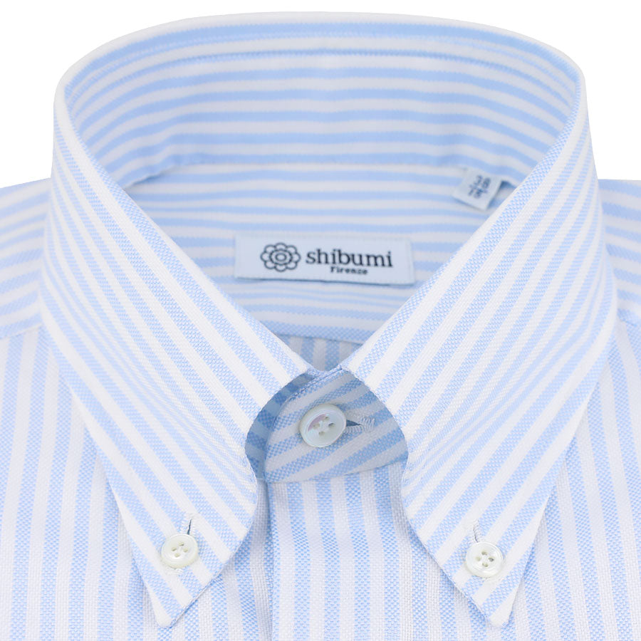 Oxford Button Down Shirt - White / Blue - University Stripe