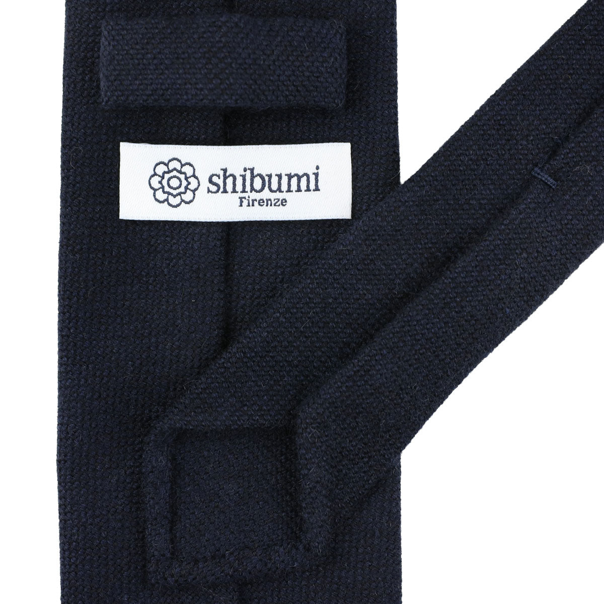 Plain Cashmere Tie - Navy - Hand-Rolled