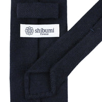 Plain Cashmere Tie - Navy - Hand-Rolled