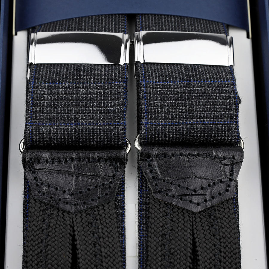 Hardy Minnis Glencheck Wool Braces - Charcoal