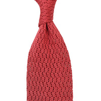 Zigzag Silk Knit Tie - Salmon