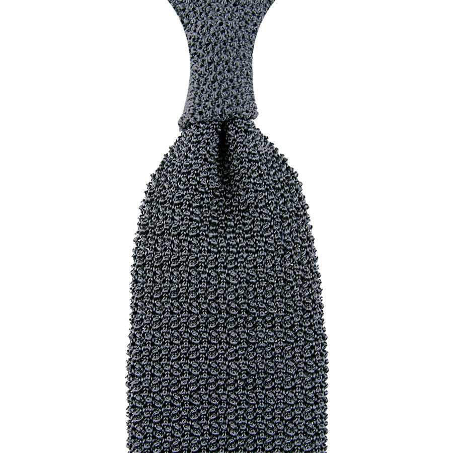 Crunchy Silk Knit Tie - Grey