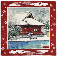 Ukiyo-e Silk Pocket Square - Shinobazu Benten no Yuki - 40x40cm