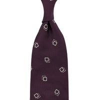 Geometrical Jacquard Silk Tie - Eggplant