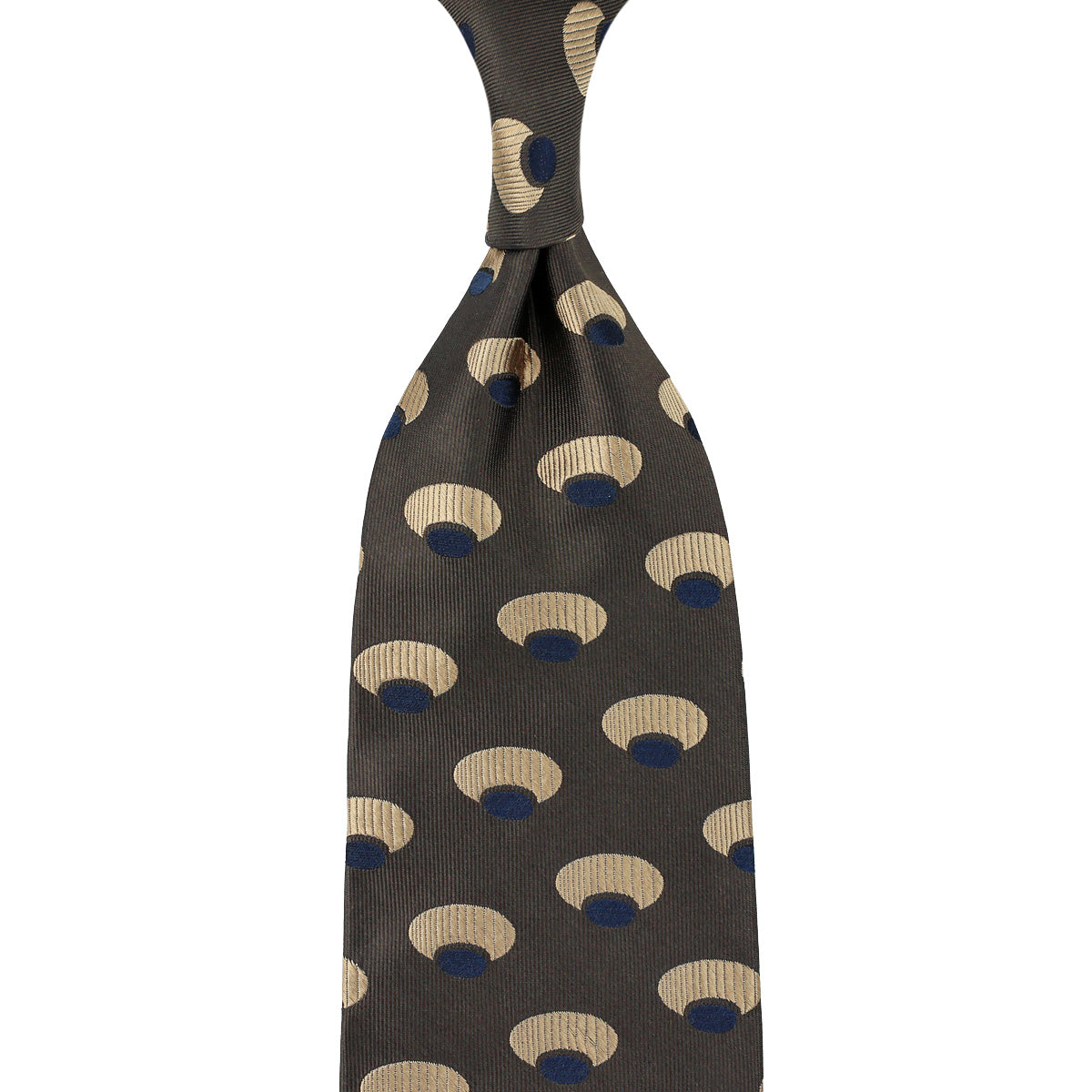 Geometrical Jacquard Silk Tie - Brown - Hand-Rolled