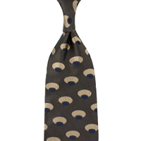 Geometrical Jacquard Silk Tie - Brown - Hand-Rolled