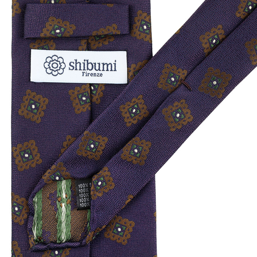 Geometrical Japanese Jacquard Silk Tie - Eggplant