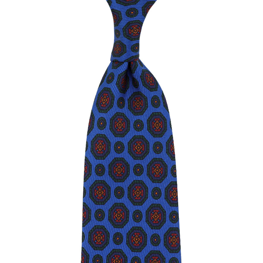 40oz Ancient Madder Silk Tie - Madder Blue - Hand-Rolled