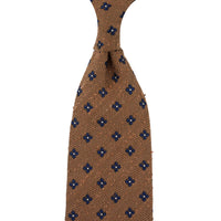 Floral Soft Shantung Silk Tie - Ocher - Hand-Rolled