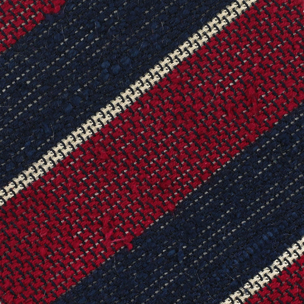 Striped Shantung Grenadine Bespoke Tie - Navy / Burgundy