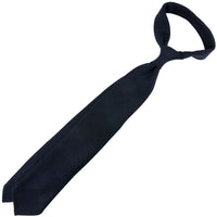 Plain Cashmere Tie - Navy - Hand-Rolled
