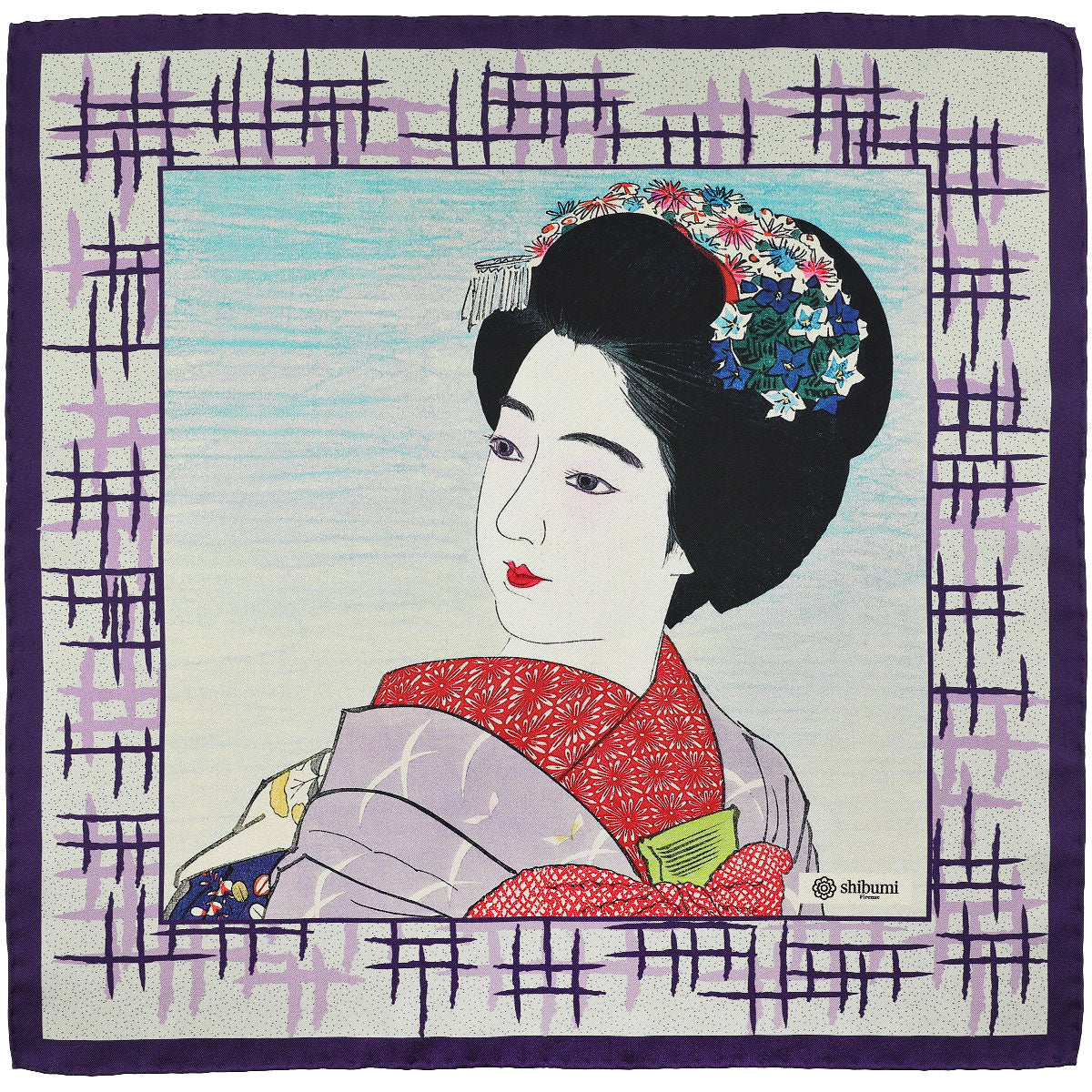 Ukiyo-e Silk Pocket Square - Maiko - 40x40cm