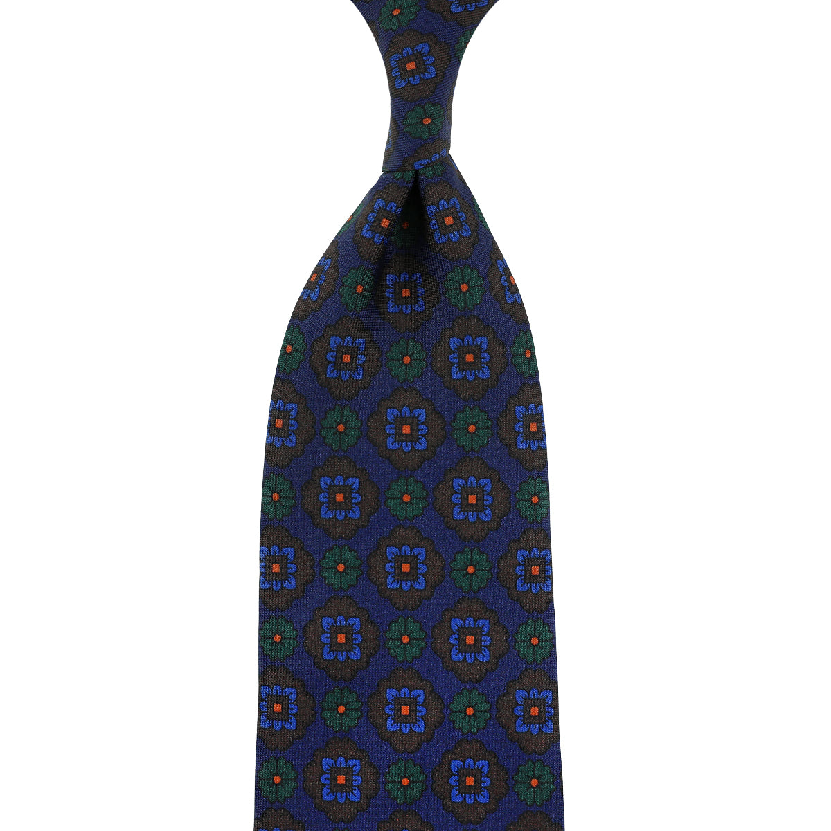 Ancient Madder Silk Tie - Navy - Hand-Rolled