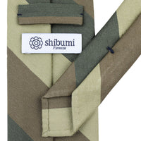 Triple Block Stripe Wool / Cotton Tie - Olive / Green / Mint