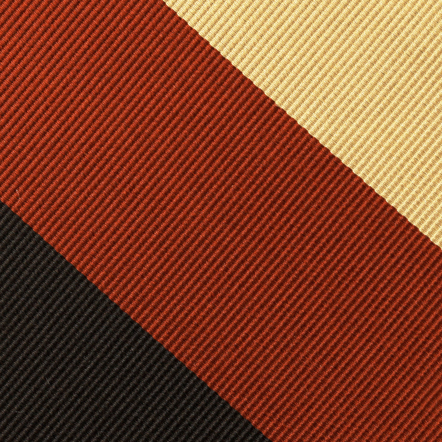 Japanese Repp Stripe Silk Tie - Brown / Rust / Cream