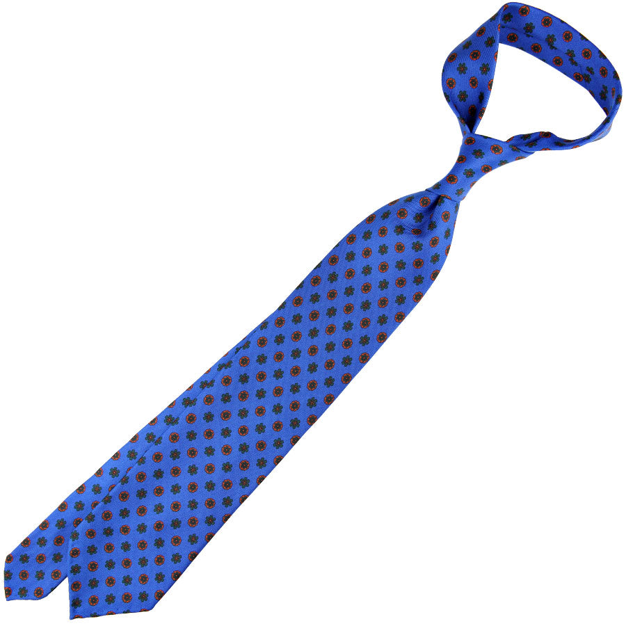 Ancient Madder Silk Tie - Madder Blue - Hand-Rolled