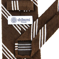 Triple Stripe Shantung Bespoke Tie - Brown