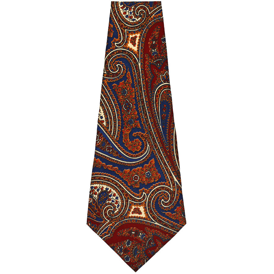 Ancient Madder Silk Bespoke Tie - Cherry / Navy / Cream